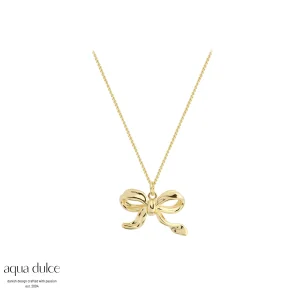 Forgyldt halsk�de - Aqua Dulce Curve Bow
