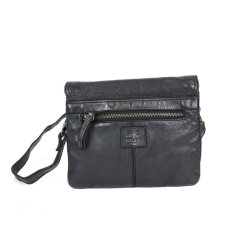 Sort taske i skind - sort skindtaske med skulderrem