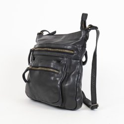 Sort skuldertaske i skind