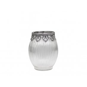 Vase med slv dekor - glasvase med slv dekor