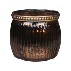 Fyrfadsstage med perlekant - fyrfadsstage i glas