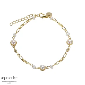 Forgyldt armb�nd med perler - Aqua Dulce Pearl Mila