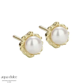 Forgyldte restikker med perle - Aqua Dulce Pearl