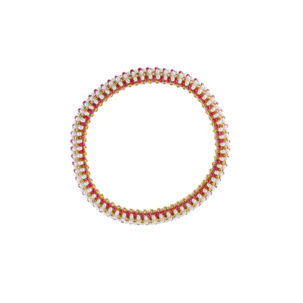 Nepal armbnd pink, hvid, guld