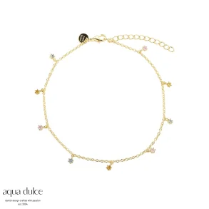 Forgyldt ankelk�de med sten - Aqua Dulce Pastel Anklet