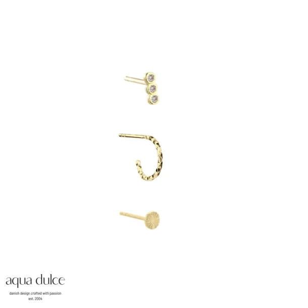 ske med 3 reringe - Aqua Dulce Mix Box Diamond Cut Gold