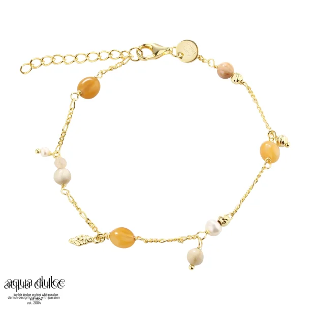 Forgyldt armbnd med sten - Aqua Dulce Golden Bracelet