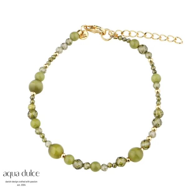 Perlearmb�nd - Aqua Dulce Aya Olive Stone Bracelet
