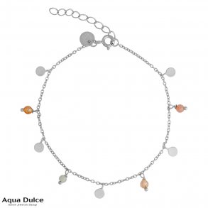 Slvarmbnd med perler og mnter - Aqua Dulce Agnete