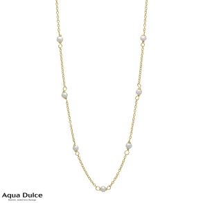 Forgyldt halsk�de med perler - Aqua Dulce Pearly