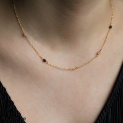 Forgyldt halskde med perler - Aqua Dulce Josefine