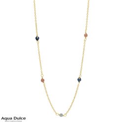 Forgyldt halskde med perler - Aqua Dulce Josefine