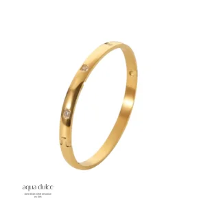 Forgyldt armring - Square Stone Bangle