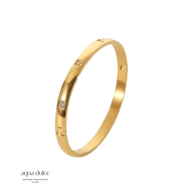 Forgyldt armring - Square Stone Bangle