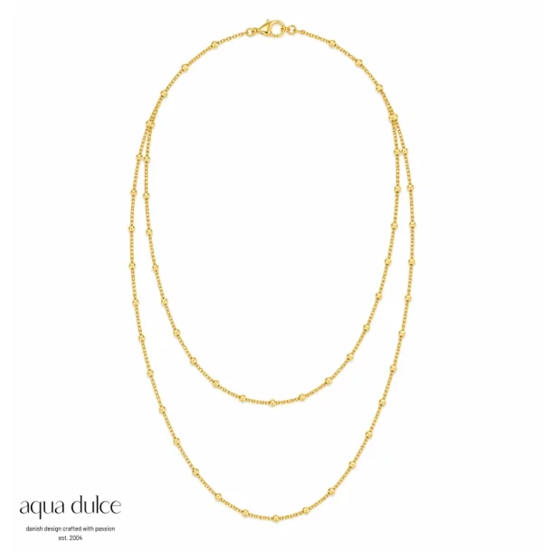 Forgyldt halsk�de - Flowy Double Necklace