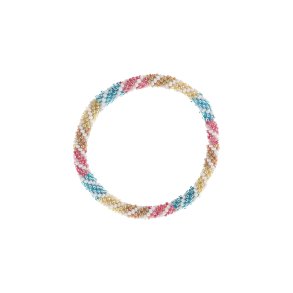 Nepal armbnd, bl/gul/pink
