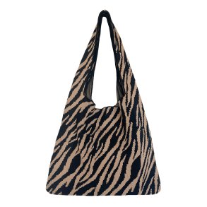Olivia Taske, beige/sort zebra