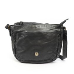 Sort skuldertaske i skind