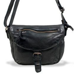 Sort skuldertaske i skind