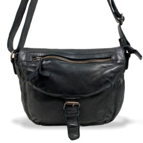 Sort skuldertaske i skind