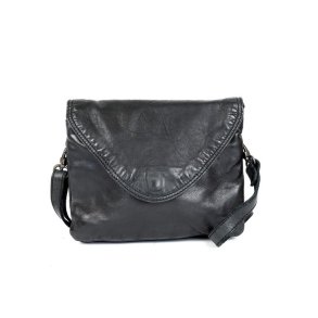 Sort taske i skind - sort skindtaske med skulderrem