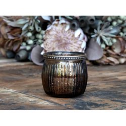 Fyrfadsstage med perlekant - fyrfadsstage i glas