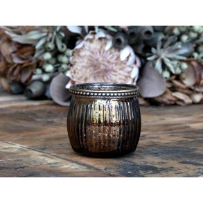 Fyrfadsstage med perlekant - fyrfadsstage i glas