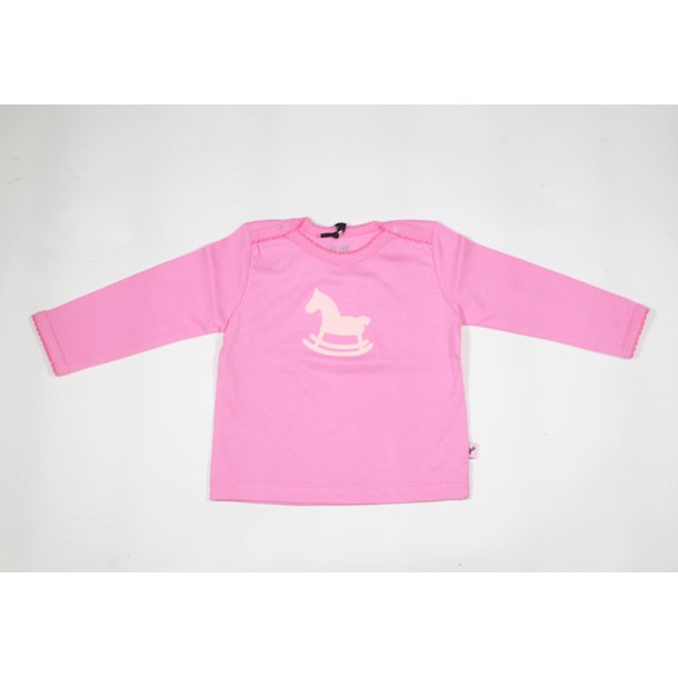 Pink t-shirt med gyngehest - KUN str. 62