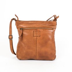 Cognacfarvet Bear Design skindtaske