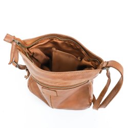 Cognacfarvet Bear Design skindtaske