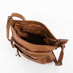 Cognacfarvet Bear Design skindtaske