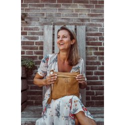 Cognacfarvet Bear Design skindtaske