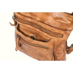 Cognacfarvet Bear Design skindtaske