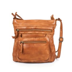 Cognacfarvet Bear Design skindtaske