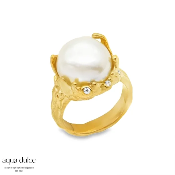 Forgyldt ring - Lagoon Pearl